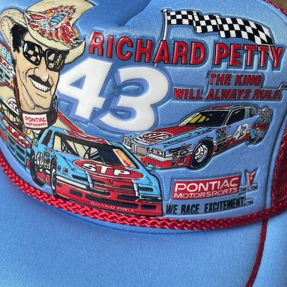 Vtg 80's Richard Petty  Trucker Hat Cap Kandi Tops The King STP Pontiac NEW - Picture 2 of 4